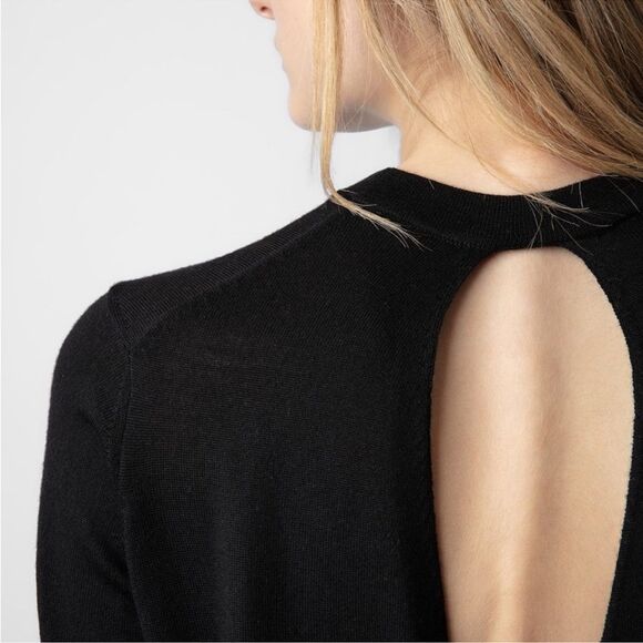 $298 Zadig & Voltaire Emma Open back Black Sweater NEW W FLAW - Picture 4 of 12